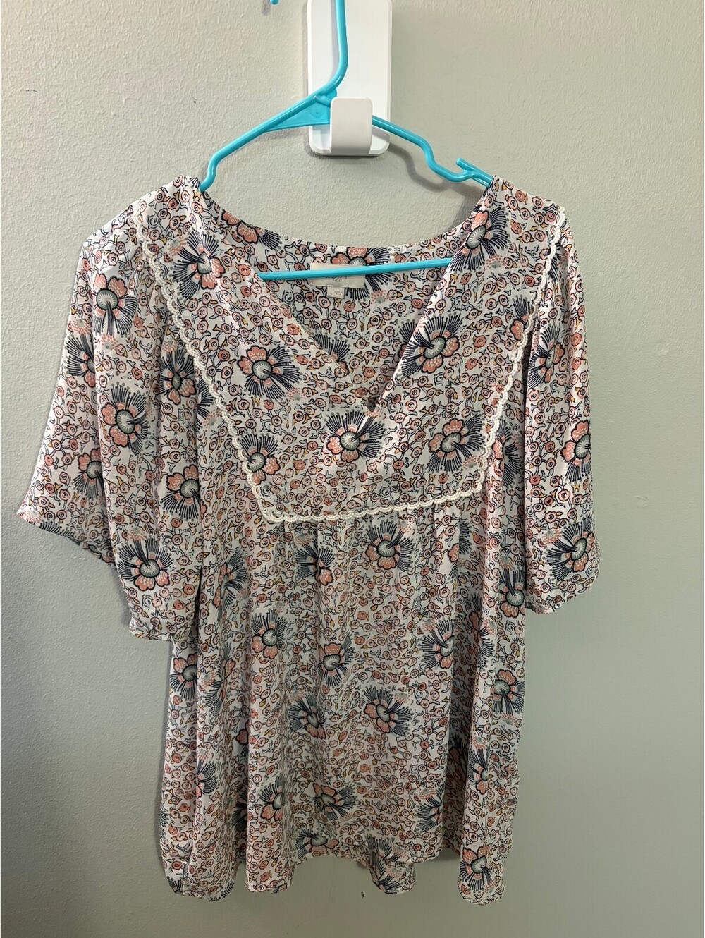 LOFT Outlet Floral Print Blouse with Square Neck